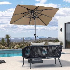 PURPLE LEAF Patio Umbrella Outdoor Table Umbrella Aluminum Frame Market Umbrella Sun Umbrella with 8 Sturdy Ribs - 1 of 4