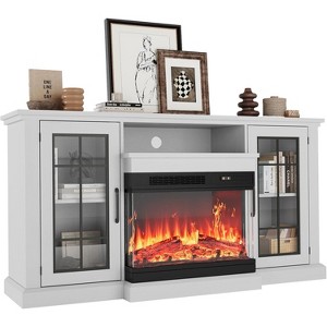 24 in 3-Sided Glass 750W/1500W Electric Fireplace & 59 in TV Stand, 12 Colors LED Lights Flame, Tv Stand with Fireplace - 1 of 4