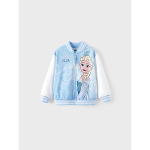 Disney Frozen Toddler Anna Jacket Lightweight Coat Zipper Color Block Bomber Jackets Blue. - 1 of 4