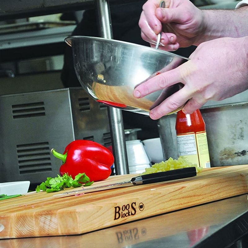 John Boos Platinum Commercial Edge Grain Maple Wood Reversible Food Prep Cutting Board Block with Side Handles, 6 of 8