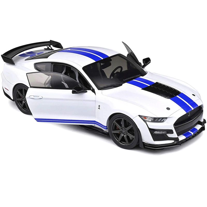 2020 Ford Mustang Shelby GT500 White with Blue Stripes "Special Edition" 1/18 Diecast Model Car by Maisto, 2 of 7