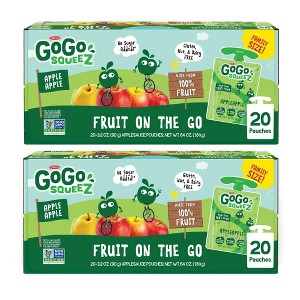 GoGo squeeZ Applesauce and Fruit Puree, Apple Apple - 3.2oz/40ct - 1 of 4