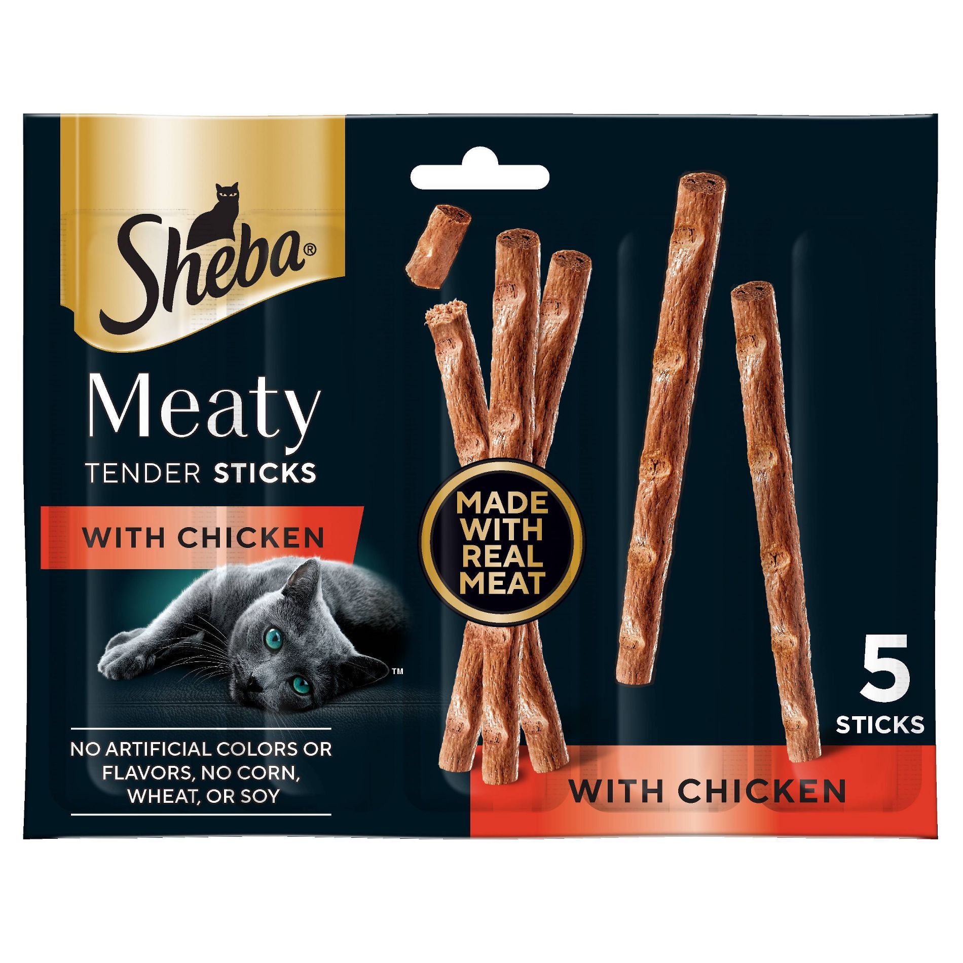 Sheba Meaty Tender Sticks with Chicken Jerky Cat Treats - 0.7oz/5ct
