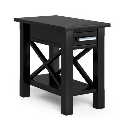 14 Waterloo Narrow Side Table Black, Narrow Lamp Table With Drawer