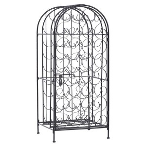 HOMCOM 35 Bottle Wrought Iron Wine Rack Cabinet with Lock,  Black - 1 of 4