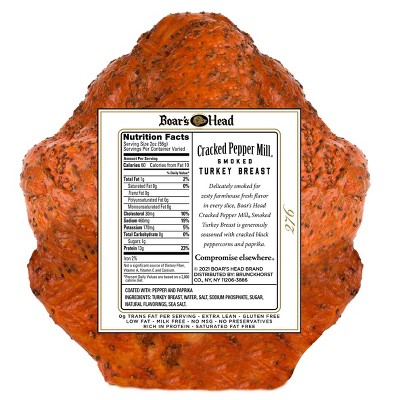 Boar's Head Cracked Pepper Mill Smoked Turkey - Deli Fresh Sliced - price per lb