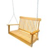 47.2"Front Porch Swing with Armrests, Wood Bench Swing with Hanging Chains - 3 of 4