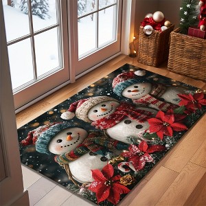 Lomsoe Christmas Snowman Welcome Mat Festive Holiday Door Mat With Snowman Design, Christmas Decorations For Home, Indoor Outdoor Mat. - 1 of 4