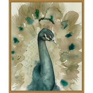 Amanti Art Sepia Peacock I by Grace Popp Framed Canvas Wall Art - 1 of 4