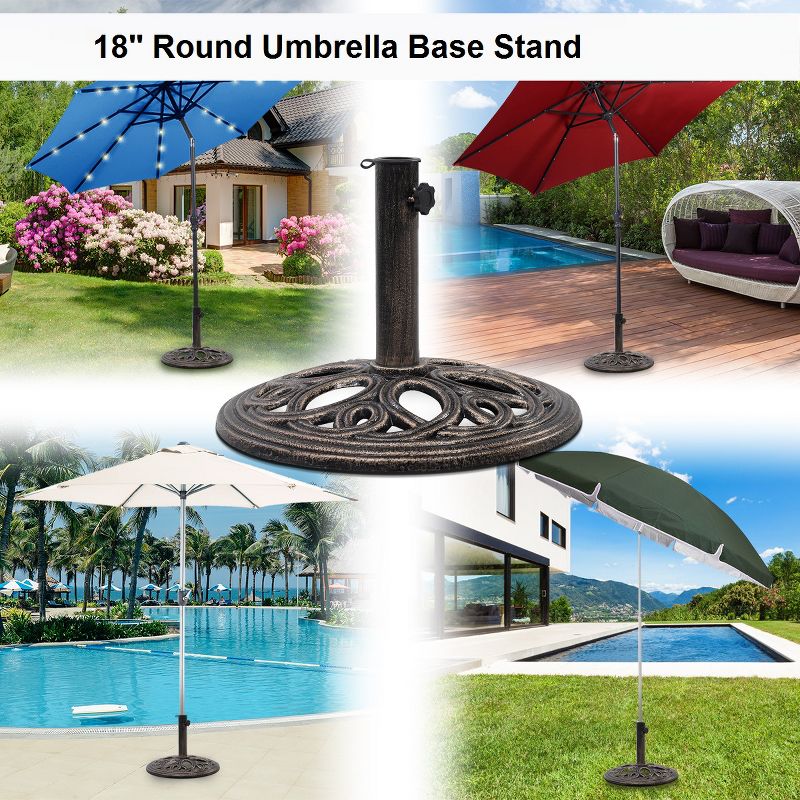 Tangkula 18"Round Umbrella Base Stand Cast Iron Heavy Duty 23lbs, 3 of 7