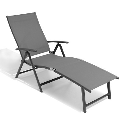 Pellebant Outdoor Aluminum Folding Adjustable Chaise Lounge