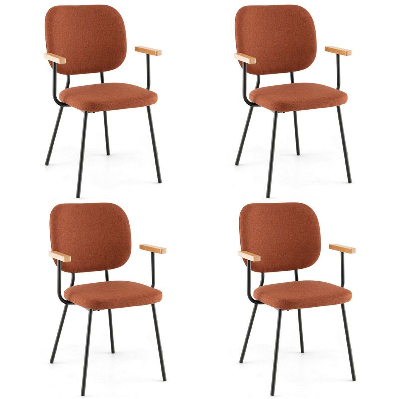 Tangkula Set of 4 Fabric Kitchen Dining Chair Armchair Padded Modern Accent Chair, 1 of 7
