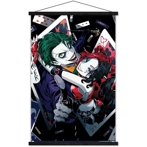 Trends International Dc Comics - Harley Quinn Anime - Joker Hug Premium  Framed Wall Poster Prints Black Hanger Bundle 