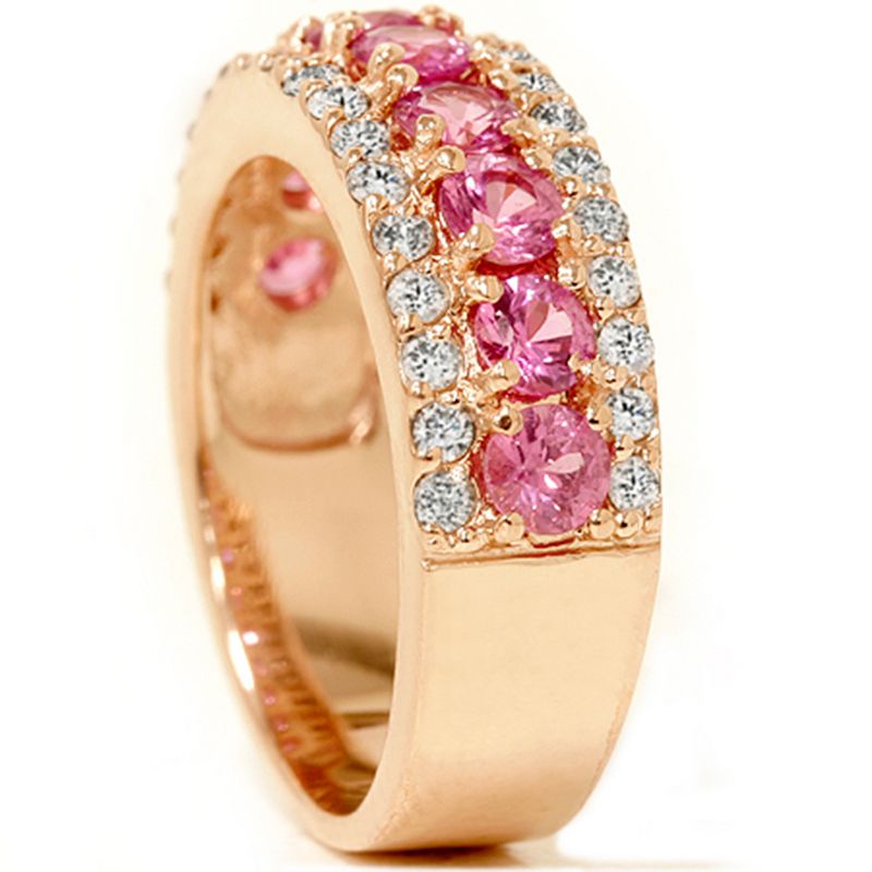 Pompeii3 1 1/2ct Pink Sapphire & Diamond Wedding Ring 14K Rose Gold, 2 of 6