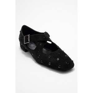 Addison - Black Suede Cross Strap Mary Jane Shoes (Women) black 5.5 Forever & Always Shoes US - 1 of 4