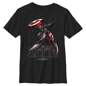 Boy's Captain America: Brave New World Black and Red Action Poster T-Shirt - 1 of 4