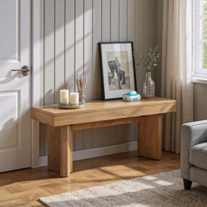 CIPACHO Rustic Brown 47 Inch Wooden Farmhouse Entryway Bench Indoor End of Bed Bench Long Dining Bench Seat for Bedroom Dining Room Hallway Foyer - 1 of 4