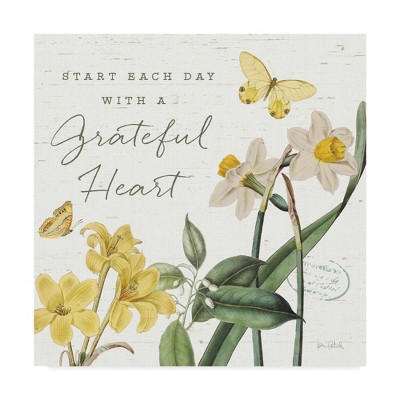 Grateful Heart Yellow and White Floral Canvas Art