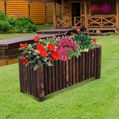 39" x 16" x 16" Dark Brown Wooden Raised Garden Bed Planter