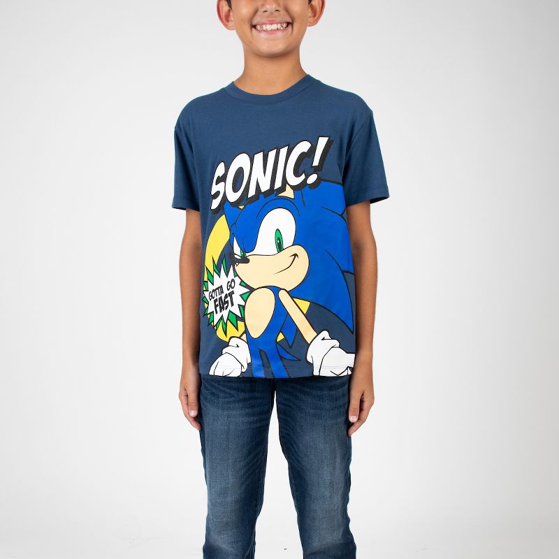 Sonic The Hedgehog Characters Crew Neck Short Sleeve 4pk Boy's Tees, 2 of 7