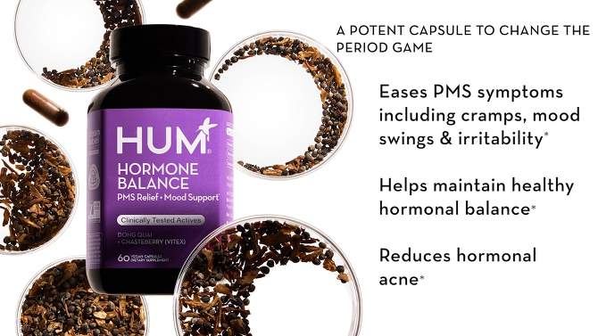 HUM Nutrition Hormone Balance for PMS Relief &#38; Mood Support Vegan Capsules - 60ct, 2 of 10, play video