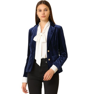 Womens navy 2024 blue velvet blazer