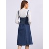 INSPIRE CHIC Women's Denim Sleeveless Sweetheart Neck Midi Smocked Cross Back A-Line Belted Jean Dresses - 4 of 4