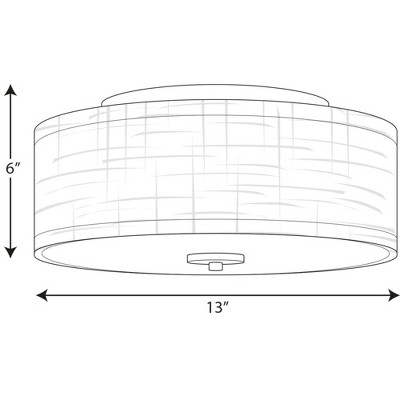 Graphite and White Fabric LED Flush Mount Light, 13-inch