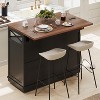 ELJGET Kitchen Island with Storage Rolling Kitchen Cart with Power Outlet Storage Cart with Drop Leaf, 3 Doors, 3 Drawers & Internal Iron Shelf - 4 of 4