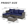3-Pieces Outdoor Patio L-Shaped Sectional Sofa Set with Glass Coffee Table - 4 of 4