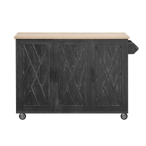 Maliang 51.2" Kitchen Island with Drop Leaf, Farmhouse Kitchen Island on Wheels with Internal Storage Rack - 1 of 4