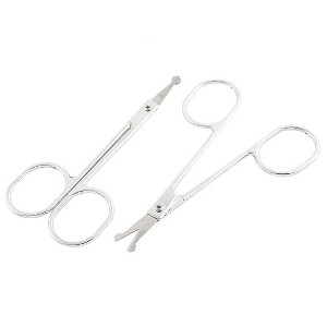 Unique Bargains Round-Tip Eyebrow Scissors Silver Tone 3.3" x 1.6" x 0.08" 2 Pcs - 1 of 4