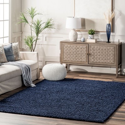 Marleen Plush Solid Blue Shag Rug 2' x 3'