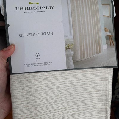 Subtle Striped Textured Shower Curtain Off-white - Threshold™ : Target