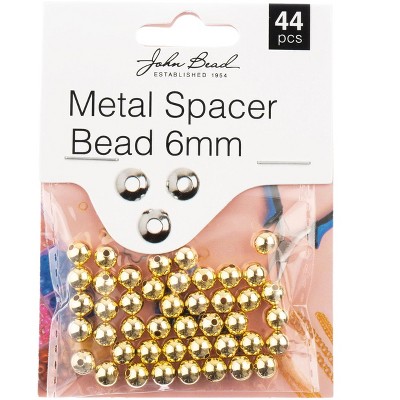 John Bead Must Have Findings Metal Gold 6mm Spacer Beads for Jewelry Making Findings, 44 Pieces