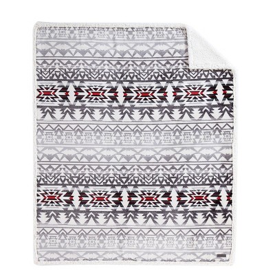 Clyde Hill Stripe Grey 50"x60" Reversible Plush Sherpa Throw