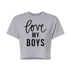 Women's - Instant Message - Love My Boys Cropped Graphic T-Shirt - 1 of 4