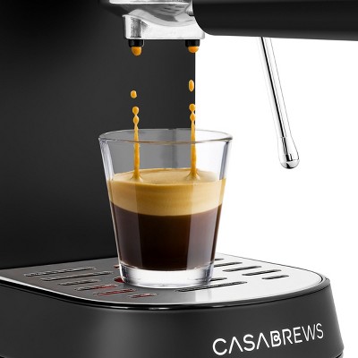 Casabrews Black Stainless Steel Automatic Espresso Machine with Steam Wand