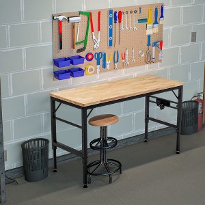 Okak 48/60IN Industrail Heavy-Duty Standing Desk, Adjustable Computer Desk with Rubber Pads/Wheels, Office Desk for Living Room, Study, Office - 1 of 4