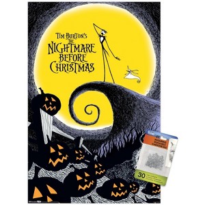 Trends International Disney Tim Burton's The Nightmare Before Christmas Unframed Wall Poster Print Clear Push Pins Bundle 14.725" x 22.375" - 1 of 4