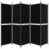 'vidaXL 5-Panel Fabric Room Divider, Modern Black Privacy Screen, Sturdy Iron Frame, Foldable Design, Easy Assembly, Ideal for Home and Office - 4 of 4