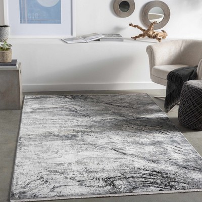 Hauteloom Littleport Luxury Fringed Faux Silk Rug