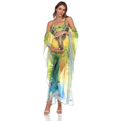 Maternity Sheer Maxi Caftan Yellow One Size Fits Most - White Mark : Target