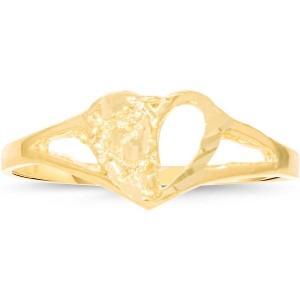 10k Yellow Gold 7mm Thin Half Open Nugget Heart Filigree Ring - 1 of 4