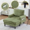 Upholstered Chaise Lounge Recliner Sleeper Sofa Bed Lazy Single Sofa Leisure Reading Couch with Side Pockets, Chenille - ModernLuxe - 3 of 4