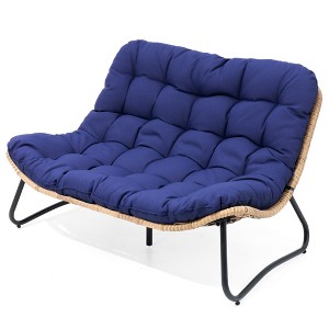 Pellebant Patio Loveseat All-Weather Rattan Large Furniture with Soft Cushions Outdoor Loveseat - 1 of 4