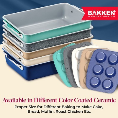Marble Grey 6-Cup Round Cake/Muffin Pan with Non-Stick Coating