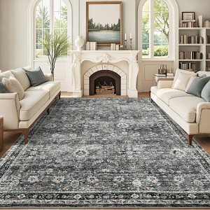 Vintage Large Area Rug for Living Room Bedroom Distressed Rug Non-Slip Low Pile Machine Washable Rug - 1 of 4