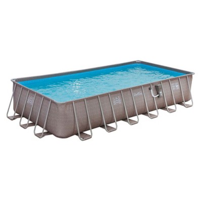 Summer Waves P42412523 Elite 24ft x 12ft x 52in Outdoor Rectangular Frame Above Ground Swimming Pool Set w/ Filter Pump, Cover, Ladder, & Ground Cloth