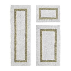 Hotel 3 PC Bath Rug 100% Premium Cotton Tufted Weave Two Tone Reversible Bathroom Rug, Super Soft Absorbent, Machine Washable Bath Mat - 1 of 4